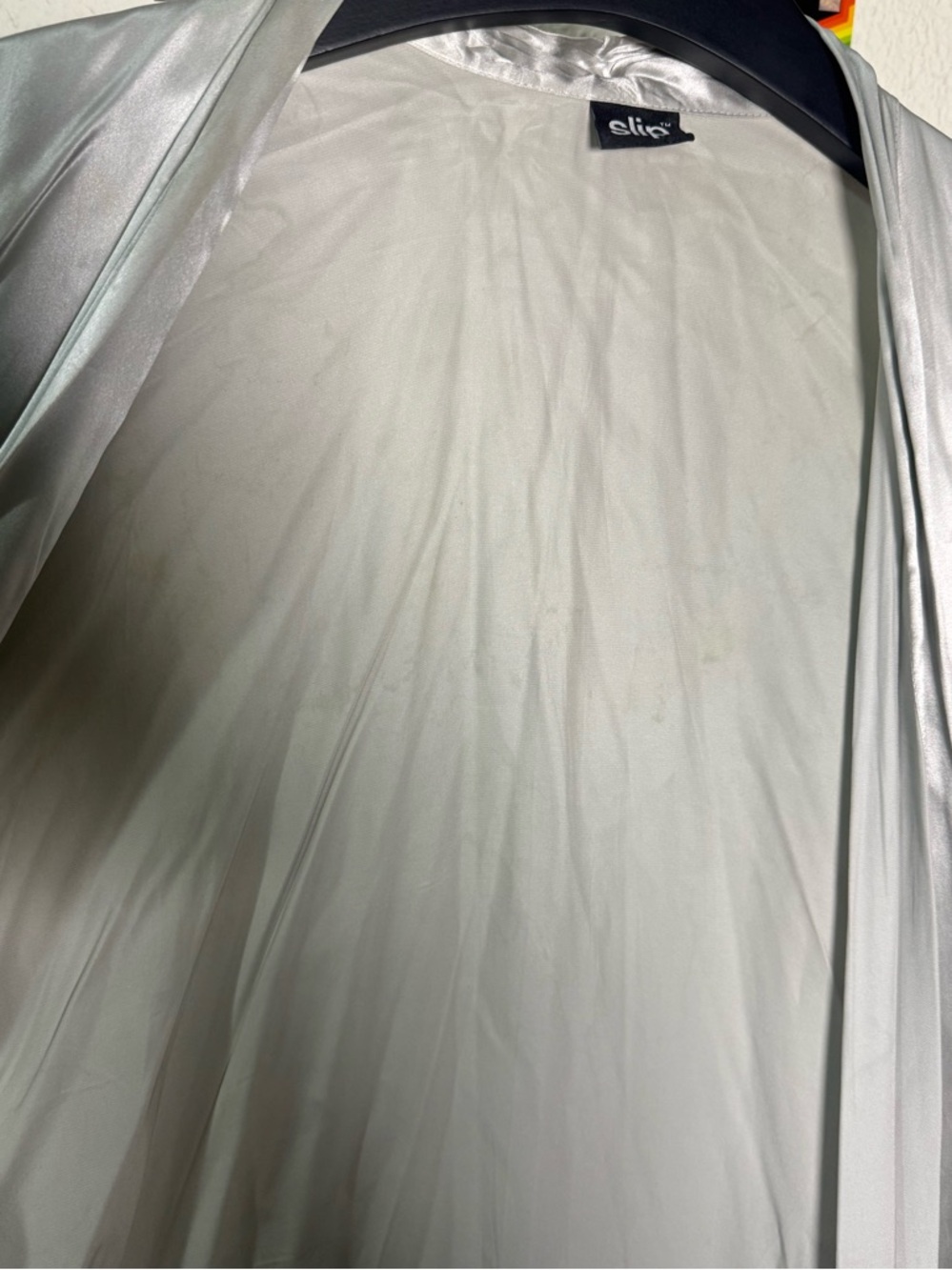 Slip Silk Robe Silver Slipsilk Wrap Robe One Size Rare Color - Picture 8 of 9